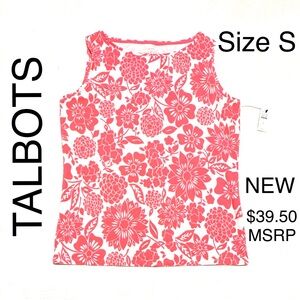 Talbots Blouse Neck Tee Floral Top Spring Summer